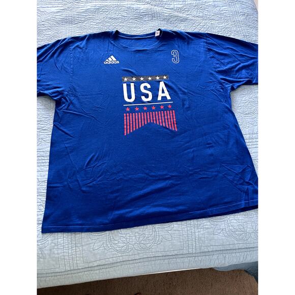 Mens ADIDAS Blue USA T-Shirt  Pre Owned Size XX Large - Picture 1 of 5